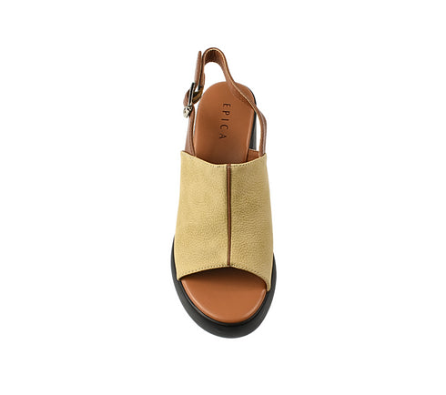 Sandale casual, dama, EPICA, VA60003 bej, piele nabuc, toc